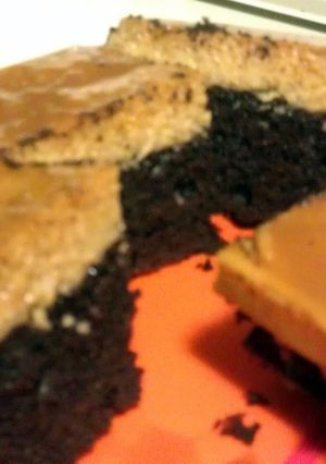 A picture of impossible cake or chocoflan.