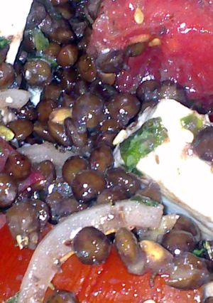 A picture of Sig's Lentil,Tomato, Zatar and Feta Salad.