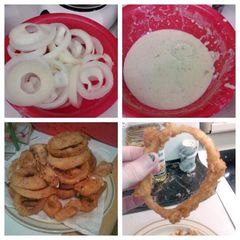 A picture of Home Made Onion Rings.