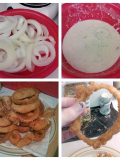 A picture of Home Made Onion Rings.