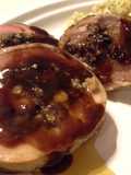 Barbecue Spiral Stuffed Pork Loin with bratwurst, apples & walnuts