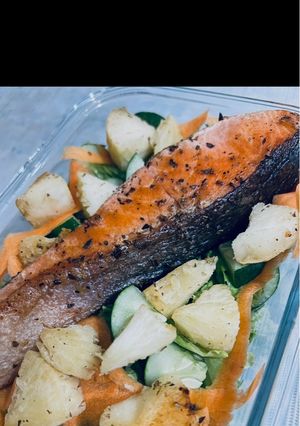 Foto resep Ikan Salmon panggang dengan singkong