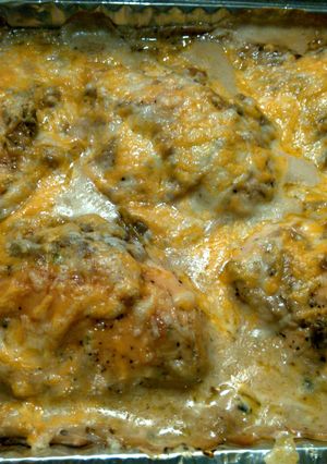 A picture of Stuffing and Italian Sausage Stuffed Chicken.