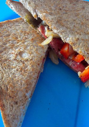 A picture of No time smoked beef sammich.