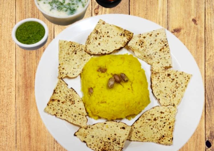 Recipe: Delicious Peanut dal khichdi with garlic buttermilk