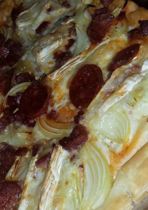 A picture of Chorizo and Onion Tart.