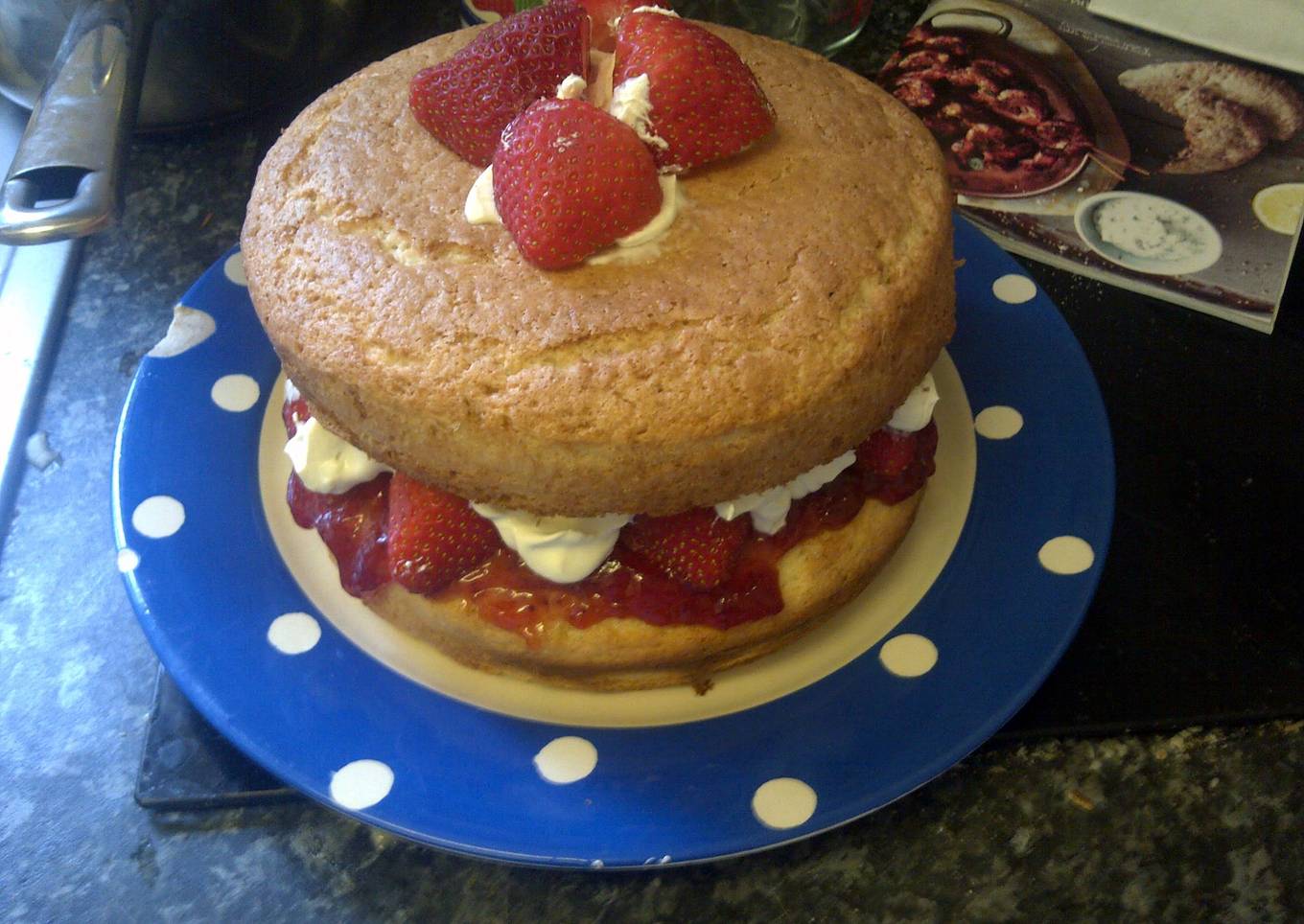 Steps to Make Speedy cheating quick strawberry cream sponge cake