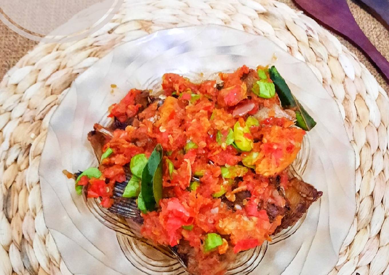 Balado Ikan Asin Gabus Pete