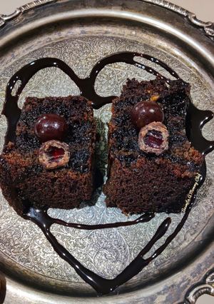 A picture of Eggless Chocolate cake with multi grain flour.
