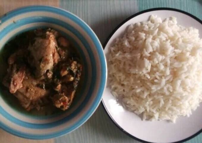 Rice with chicken pepper soup