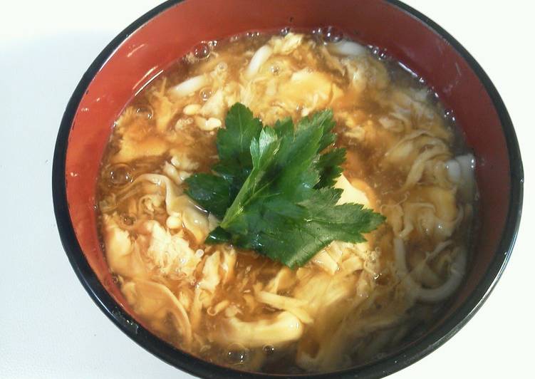 Udon Noodles in Egg Drop Soup