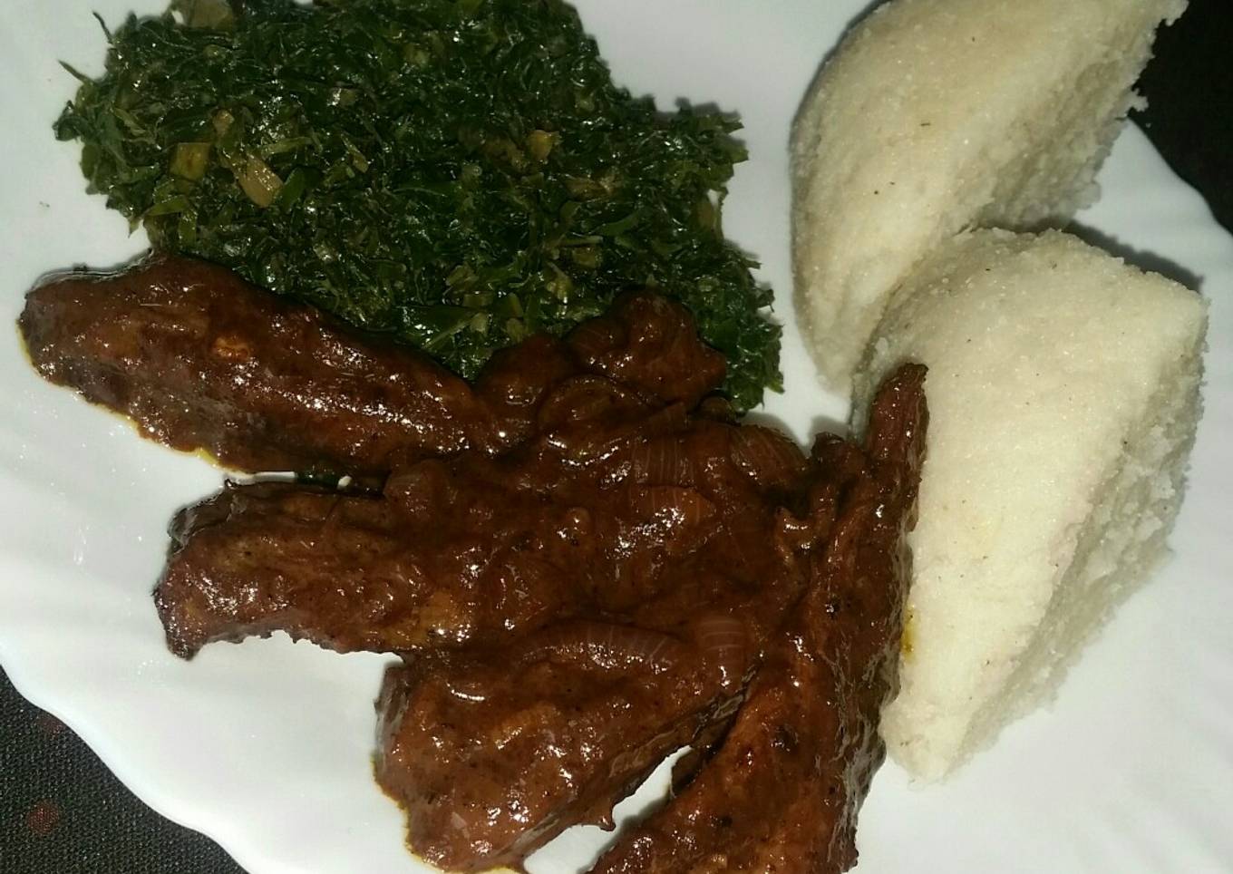 Creamy Black Pepper Steak With Ugali n Greens. #AuthorMarathon