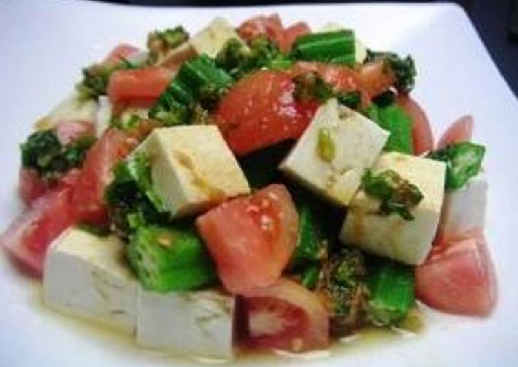 Tofu Salad with Okra and Tomato