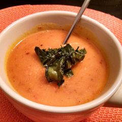 A picture of Spicy Butternut Squash,Carrot &Leek Soup.