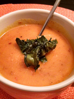 A picture of Spicy Butternut Squash,Carrot &Leek Soup.