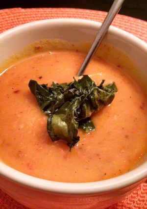 A picture of Spicy Butternut Squash,Carrot &Leek Soup.
