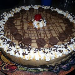 A picture of no bake peanut butter pie.