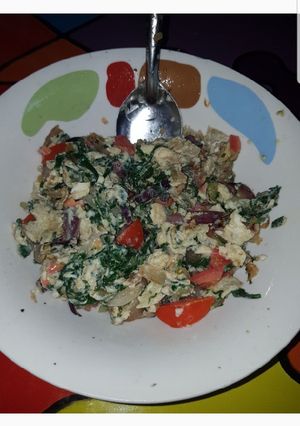 A picture of Scrambled spinach egg#15minorlesscookingcontest.