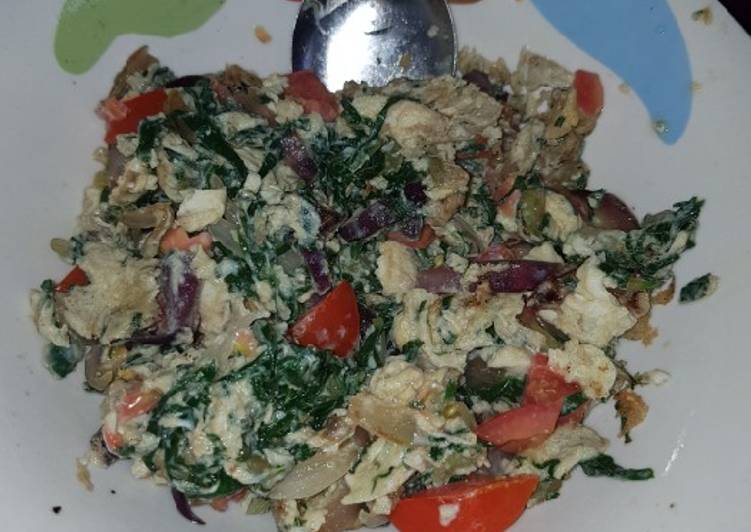 Recipe of Award-winning Scrambled spinach egg#15minorlesscookingcontest