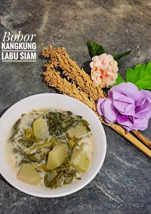Foto resep Bobor Kangkung Labu Siam (185)