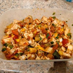 A picture of Chicken enchilada filling.