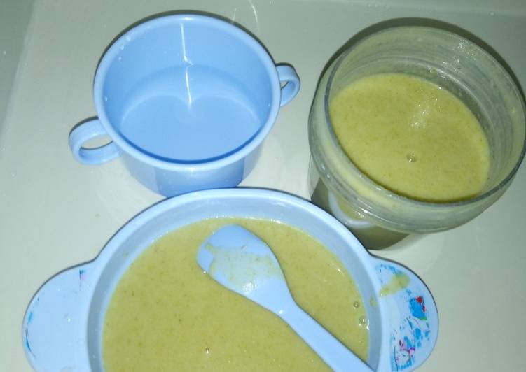 Pure Brokoli, sawi putih, daging sapi cincang