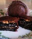 Brownie cupcakes with peanut butter Oreo centers