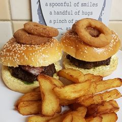 A picture of Homemade Beef Burgers 🍔.
