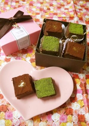 A picture of For Valentine's Day: Roasted Green Tea & Pistachio Truffles.