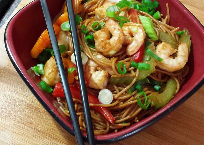 Recipe of Jamie Oliver 15 min Shrimp Teriyaki Noodle Bowl 🍲