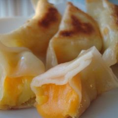A picture of Sweet Potato and Cheese Gyoza Dumplings.