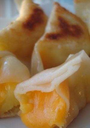 A picture of Sweet Potato and Cheese Gyoza Dumplings.