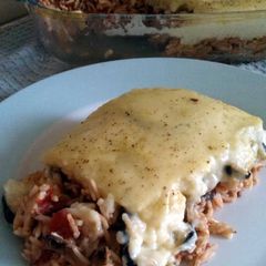 A picture of Vickys Greek-Style Rice Moussaka, GF DF EF SF NF Vegan.