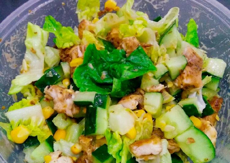 Panduan Menyiapkan Salad sayuran(pake dada ayam panggang) Bikin Manjain Lidah