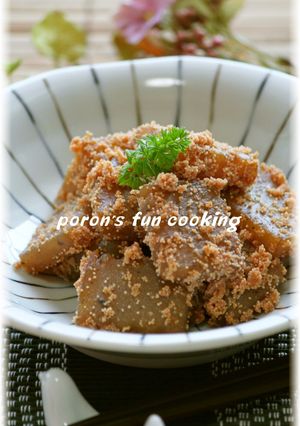 A picture of Sweet and Salty Konnyaku and Tarako Butter Stir Fry.