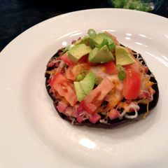 A picture of Portabella Mushroom With Fried, Diced Ham And Veggies - Can Be Made Meatless.
