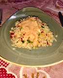 Arroz con salmón y pimientos