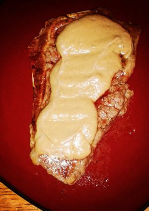 A picture of Steak and Mushroom reduction sauce.