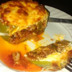 A picture of Stuffed breakfast bell pepper.
