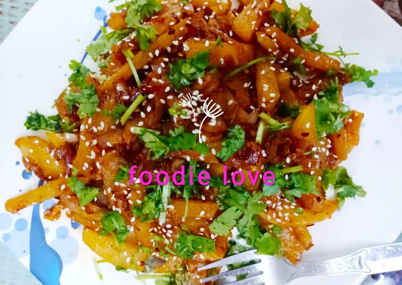 Honey coated chilli potato