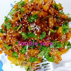 A picture of Honey glazed chilli potato.