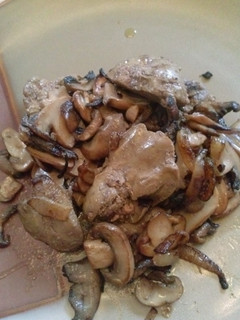 A picture of Sauteed Chicken Livers W/ Mushrooms and Onions.