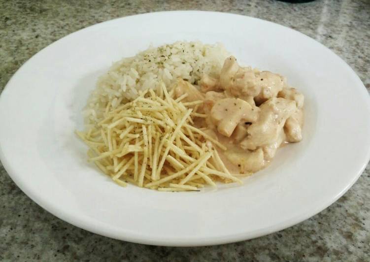 Step-by-Step Guide to Prepare Quick Chicken Stroganoff w/ White Rice