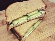 A picture of cucumber and cream cheese