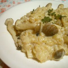 A picture of Brown Rice & Soy Milk Mushroom Risotto.