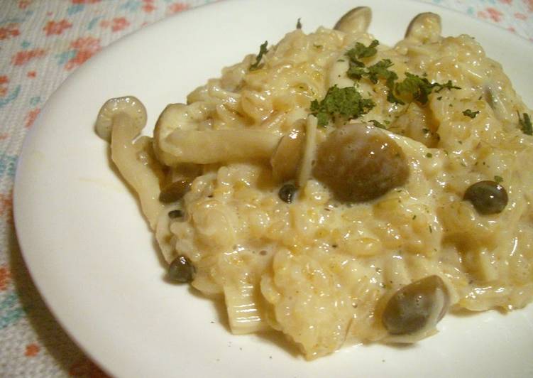 Recipe of Super Quick Homemade Brown Rice &amp; Soy Milk Mushroom Risotto