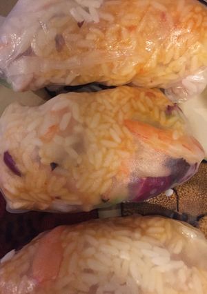 A picture of Americanized Rice Paper Rolls.