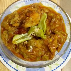 A picture of Ridge Gourd with chicken (Tori)by Nancy.