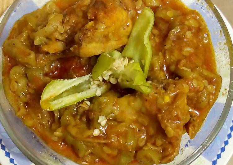 Step-by-Step Guide to Make Any-night-of-the-week Ridge Gourd with chicken (Tori)by Nancy