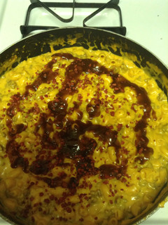 A picture of Subtract The Bun Add The Pasta Bbq Bacon Cheeseburger.